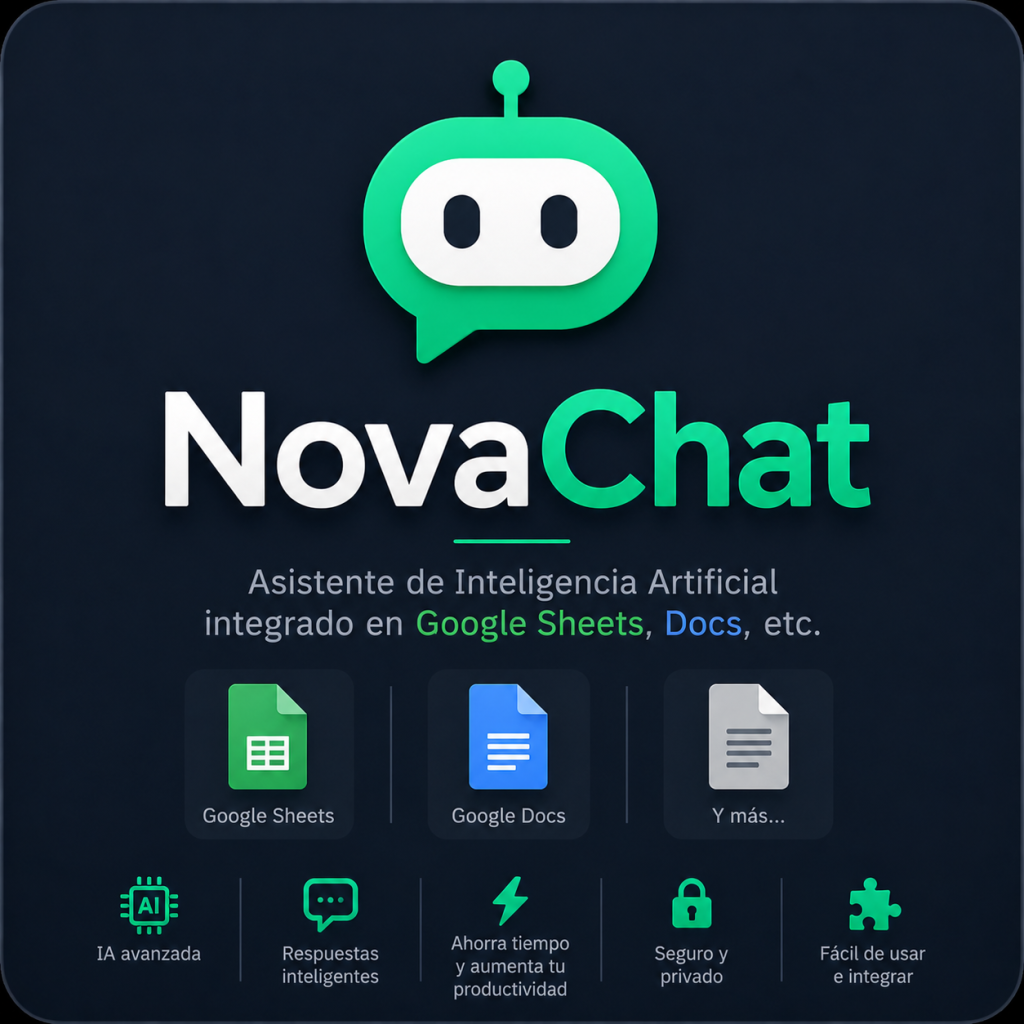 NovaChat – Asistente de Inteligencia Artificial integrado en Google Sheets, Docs, etc.